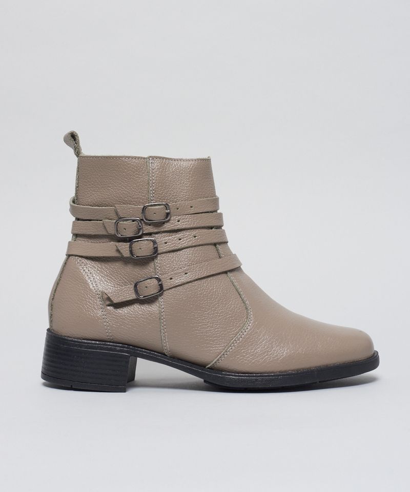 Bota Couro Multi Fivelas - Cinza 34 - cinza