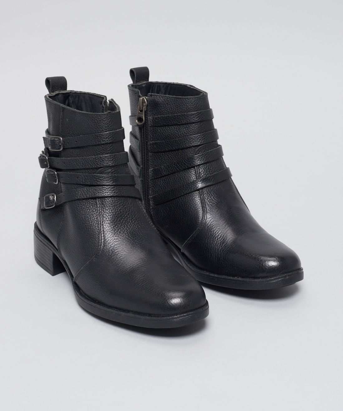 Bota Couro Multi Fivelas - Preto - Imagem 12