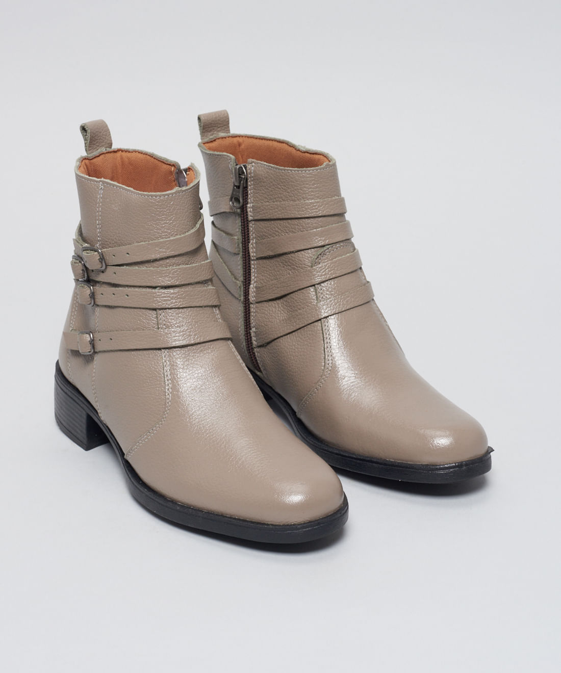 Bota Couro Multi Fivelas - Cinza - Imagem 2