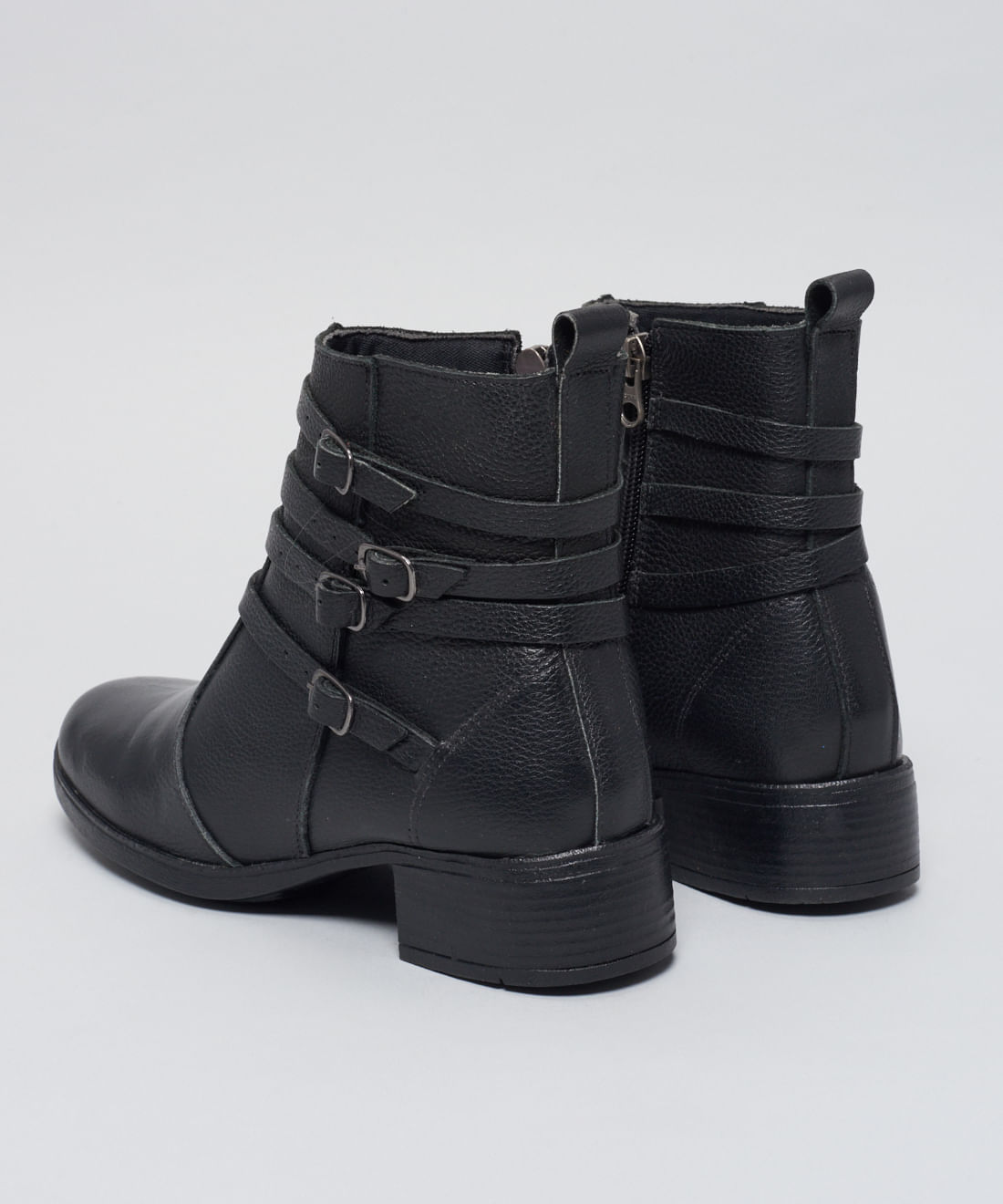 Bota Couro Multi Fivelas - Preto - Imagem 13