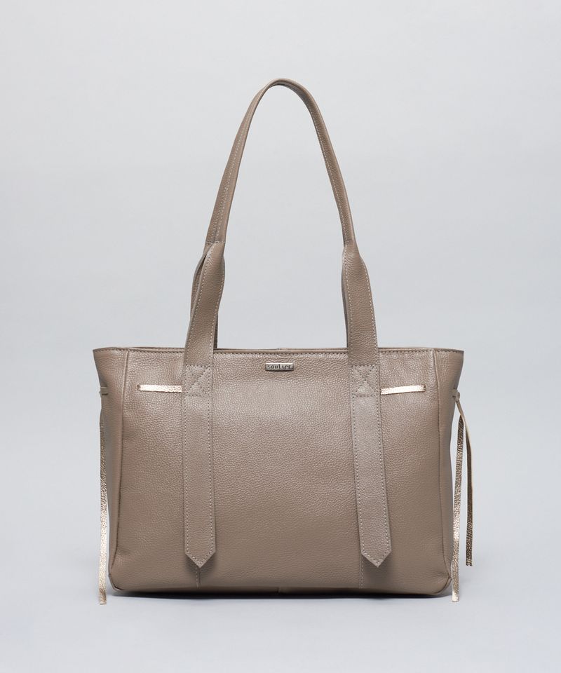 Bolsa g Couro Mariana - Cinza u - cinza