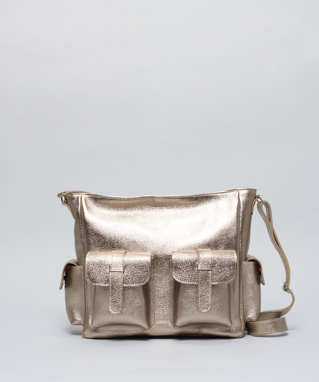 Bolsa g Couro Betina - Prata Velho