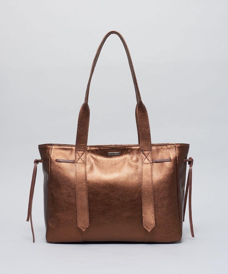 Bolsa g Couro Mariana - Bronze u - bronze