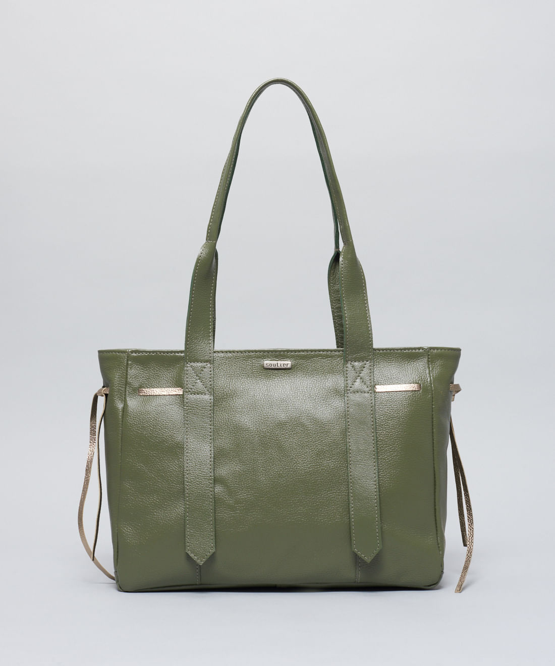 Bolsa g Couro Mariana - Verde Militar