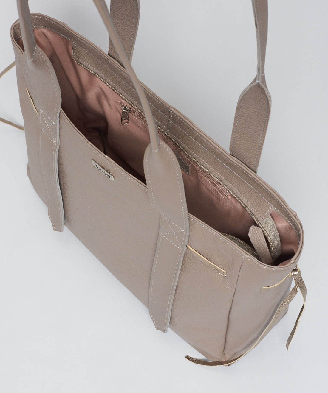 Bolsa g Couro Mariana - Cinza - Imagem 3