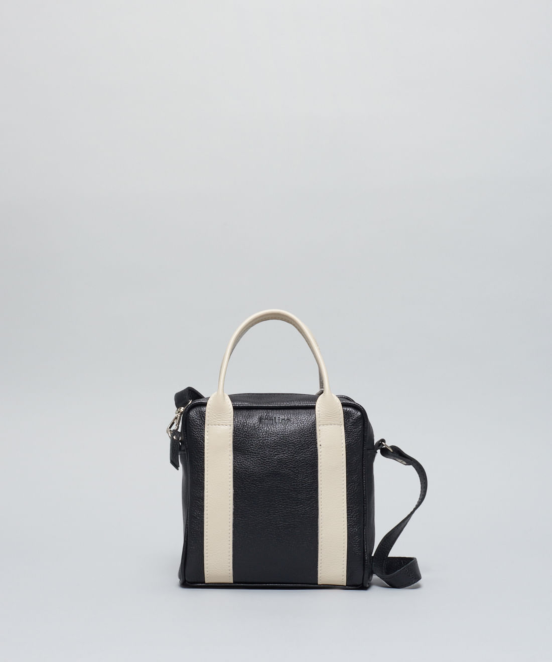 Bolsa p Couro Laura - Preto/Off White