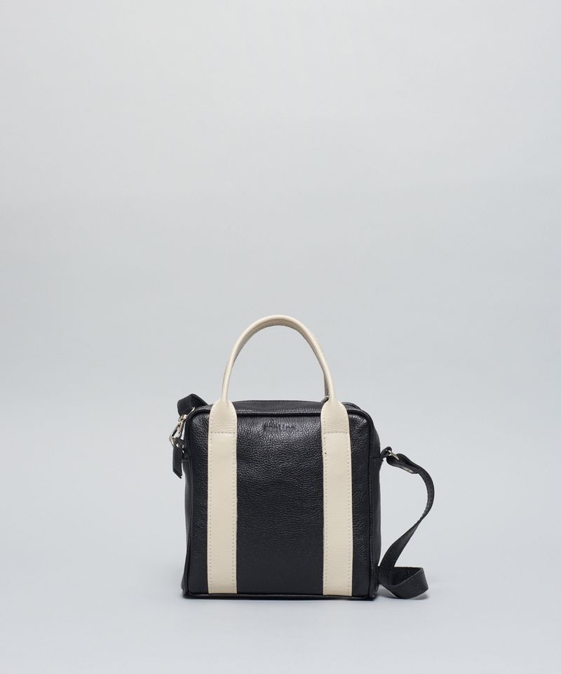 Bolsa p Couro Laura - Preto/Off White u - preto/off white