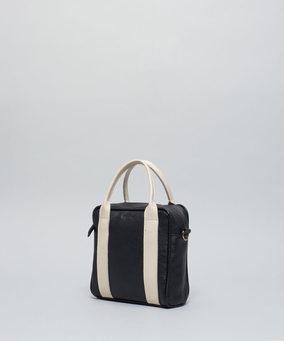 Bolsa p Couro Laura - Preto/Off White - Imagem 3