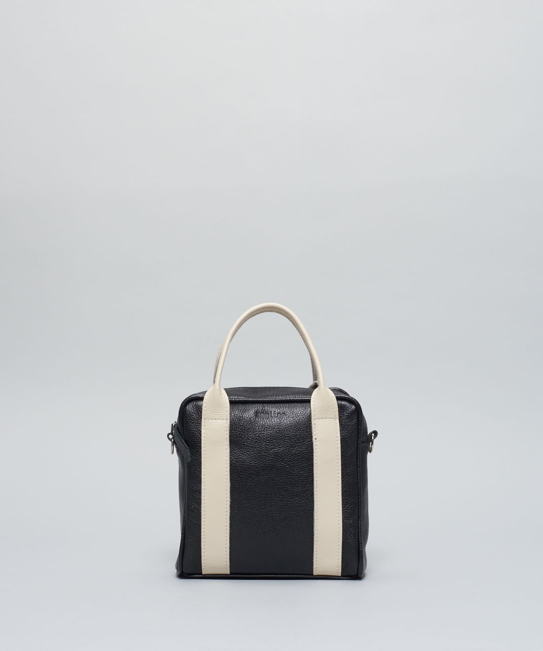 Bolsa p Couro Laura - Preto/Off White - Imagem 4