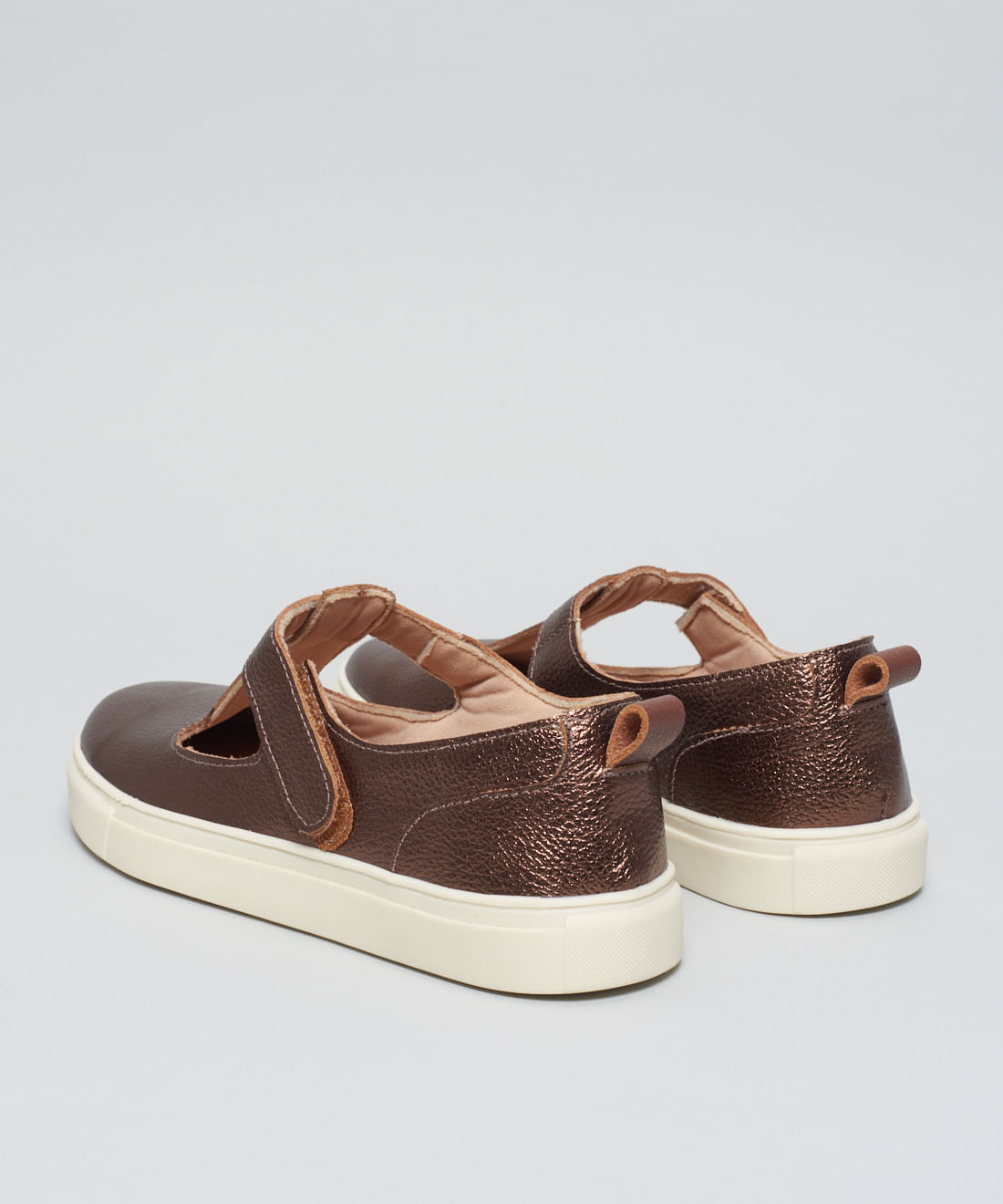 Tenis Couro Vazado Velcro - Bronze - Imagem 38