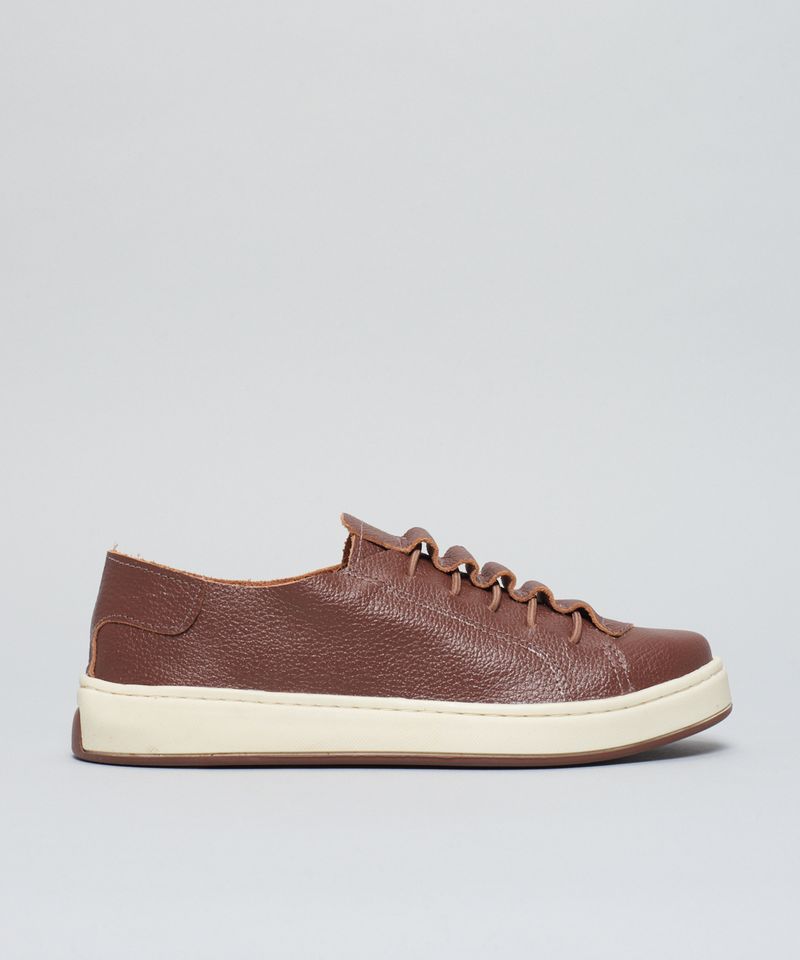 Tenis Couro Casual Elastico - Chocolate 39 - chocolate