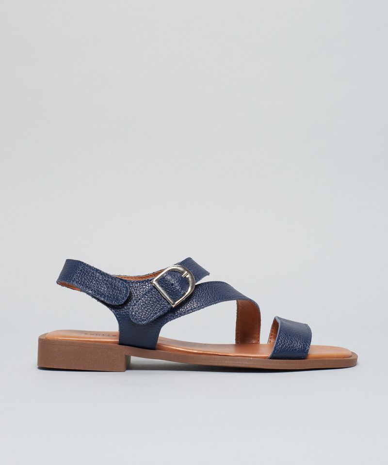 Rasteira Couro Tiras Renata - Navy 37 - navy
