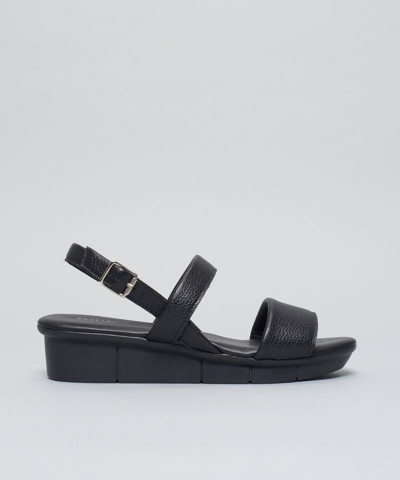 Anabela Couro Acolchoada - Preto 35 - preto