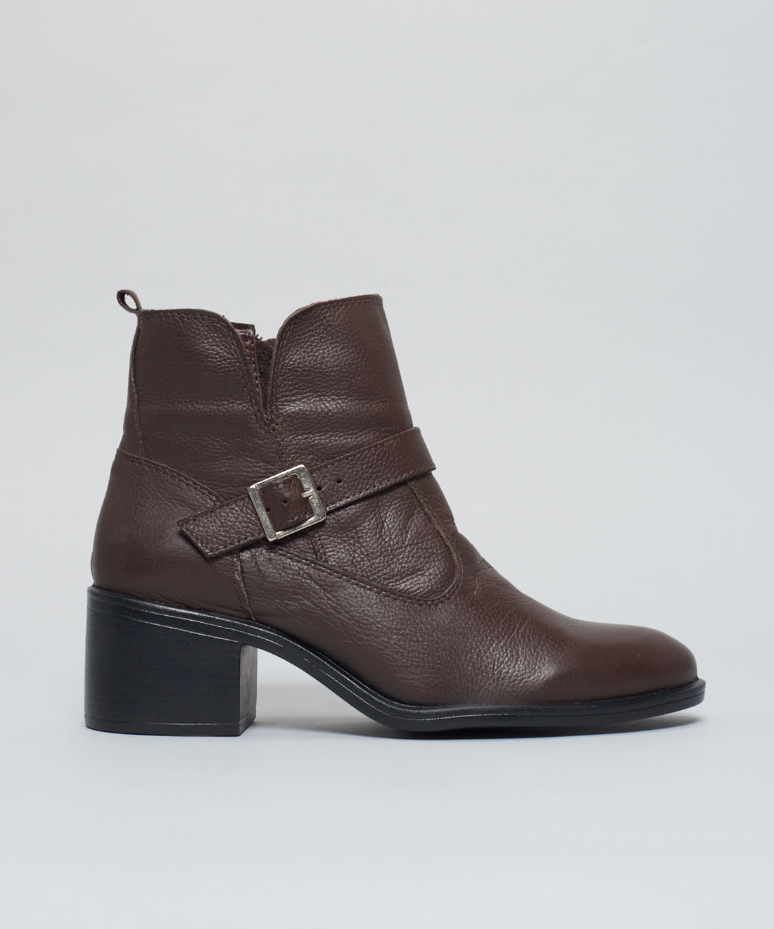 Bota Salto Medio Fivela - Chocolate