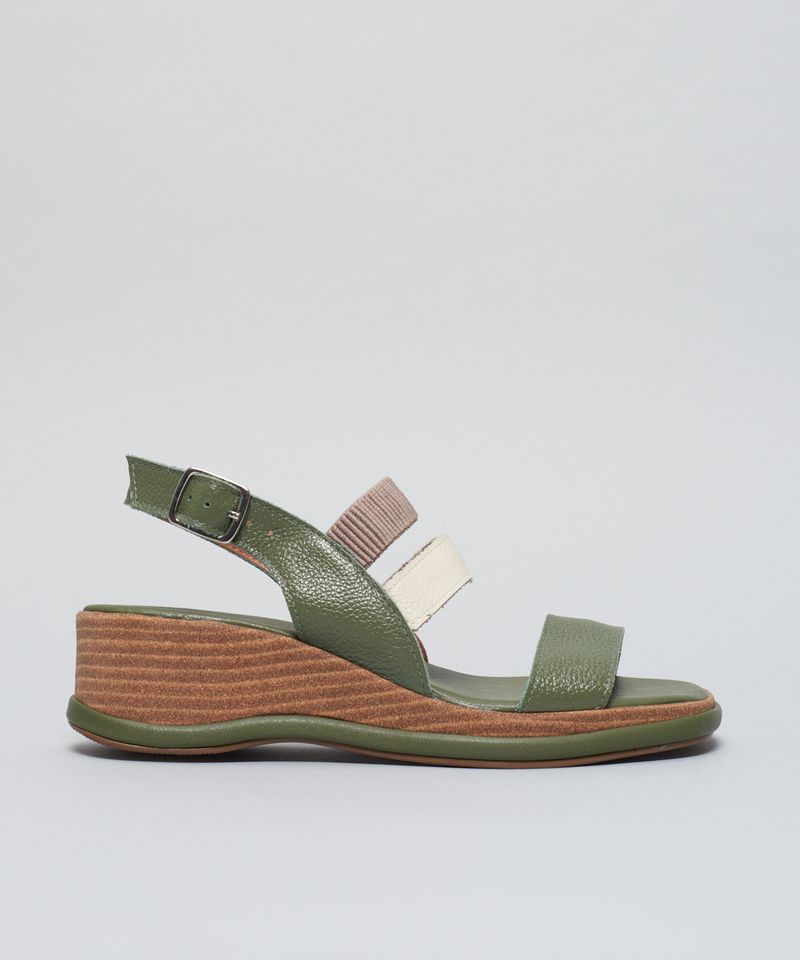 Plataforma Couro Elastico - Verde Militar 38 - verde militar