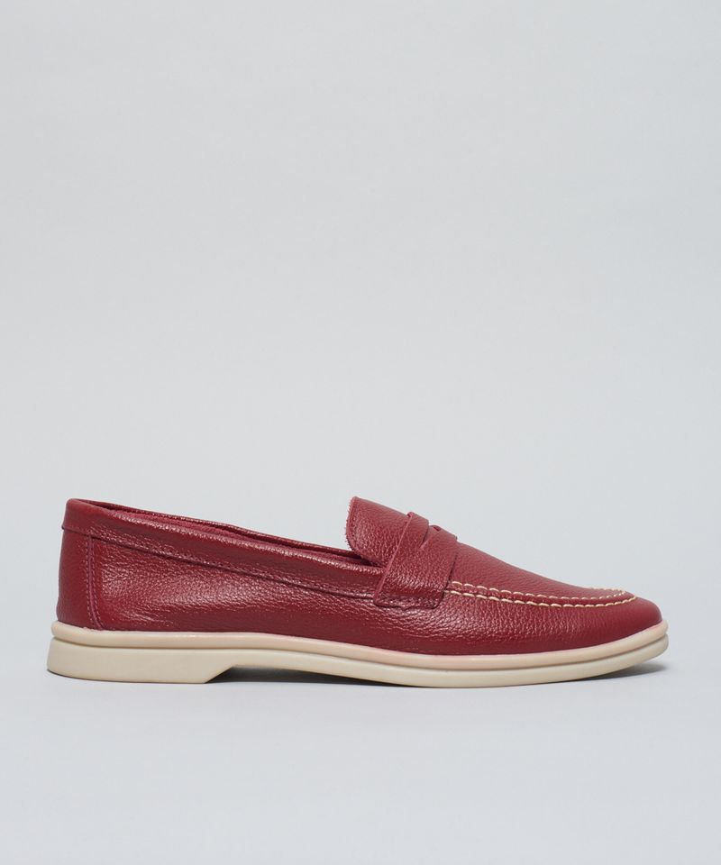 Mocassim Couro Lara - Merlot 34 - merlot