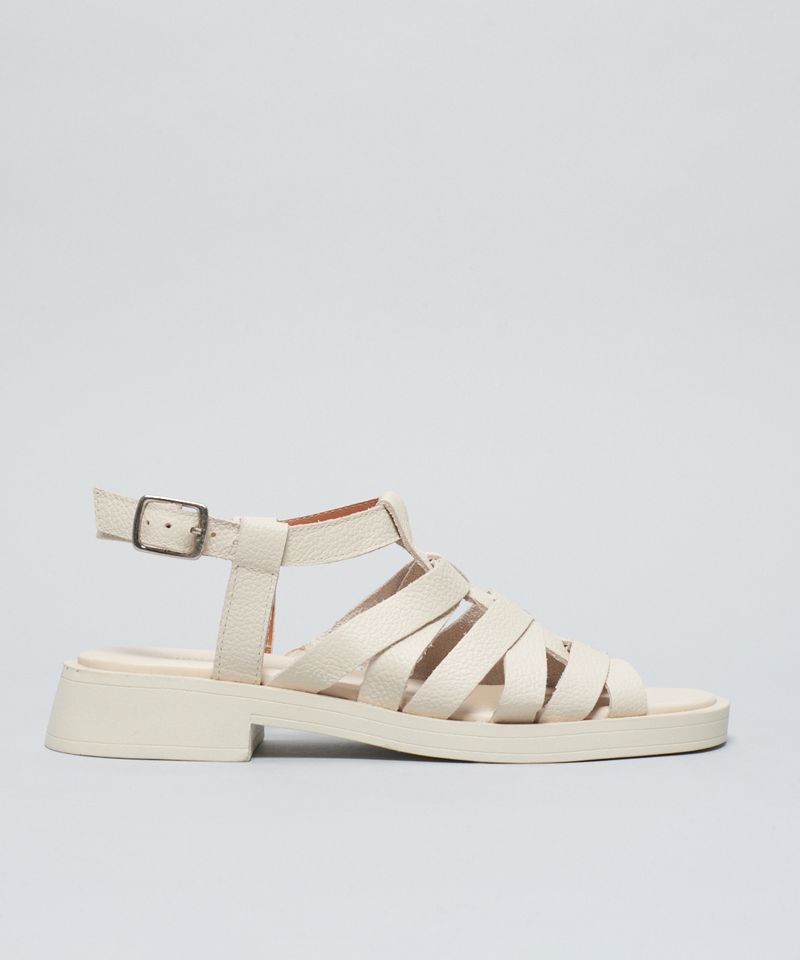 Rasteira Couro Tiras Bruna - Offwhite 34 - offwhite