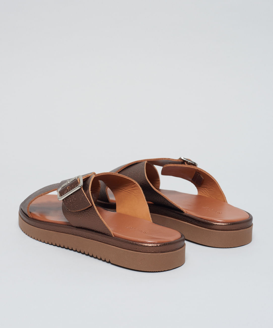 Flat Couro Tiras Cruzadas - Bronze - Imagem 13