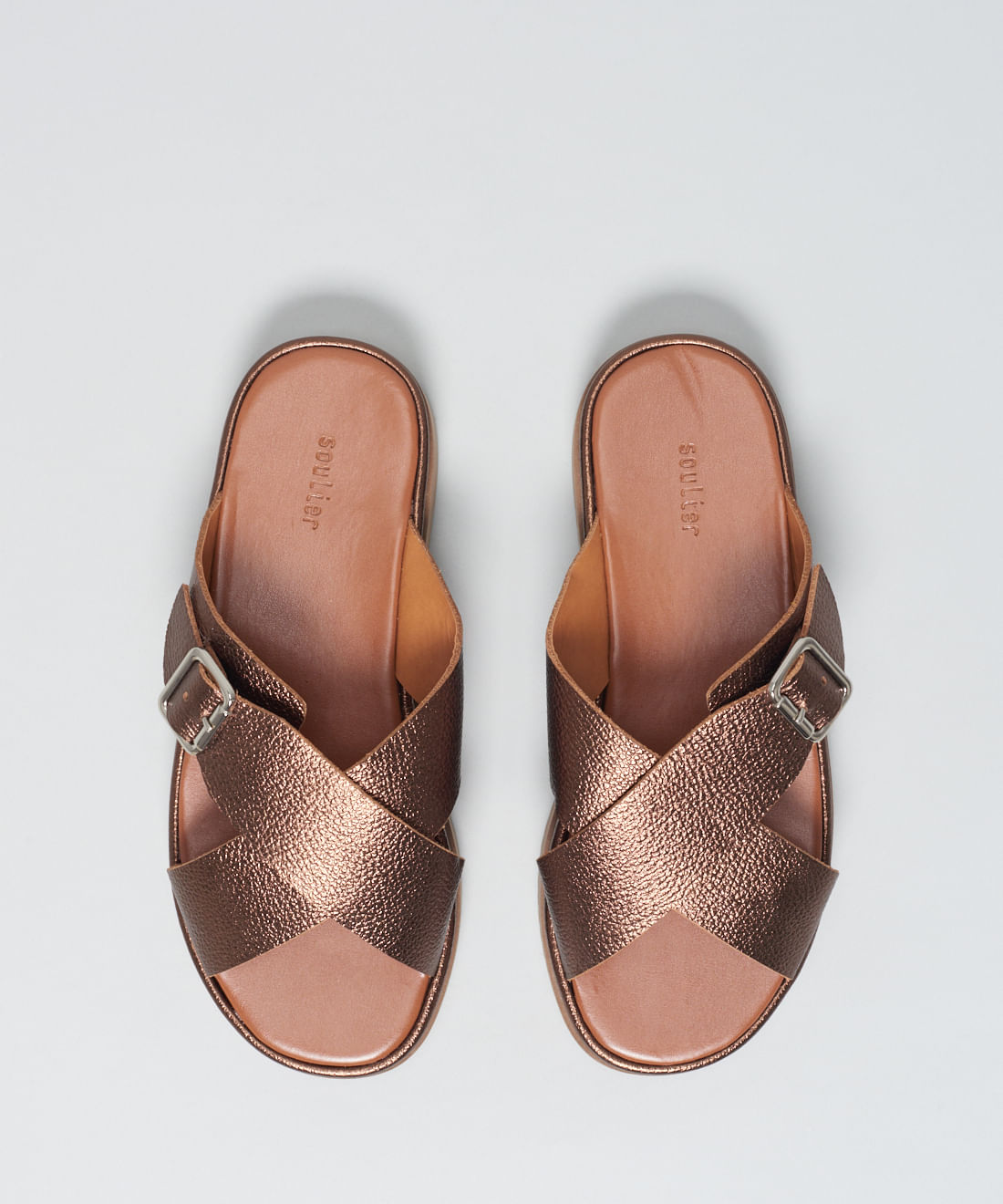 Flat Couro Tiras Cruzadas - Bronze - Imagem 9