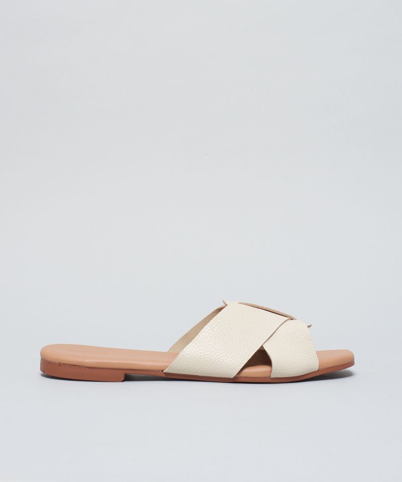 Rasteira Basica Couro Gabi - Offwhite 40 - offwhite