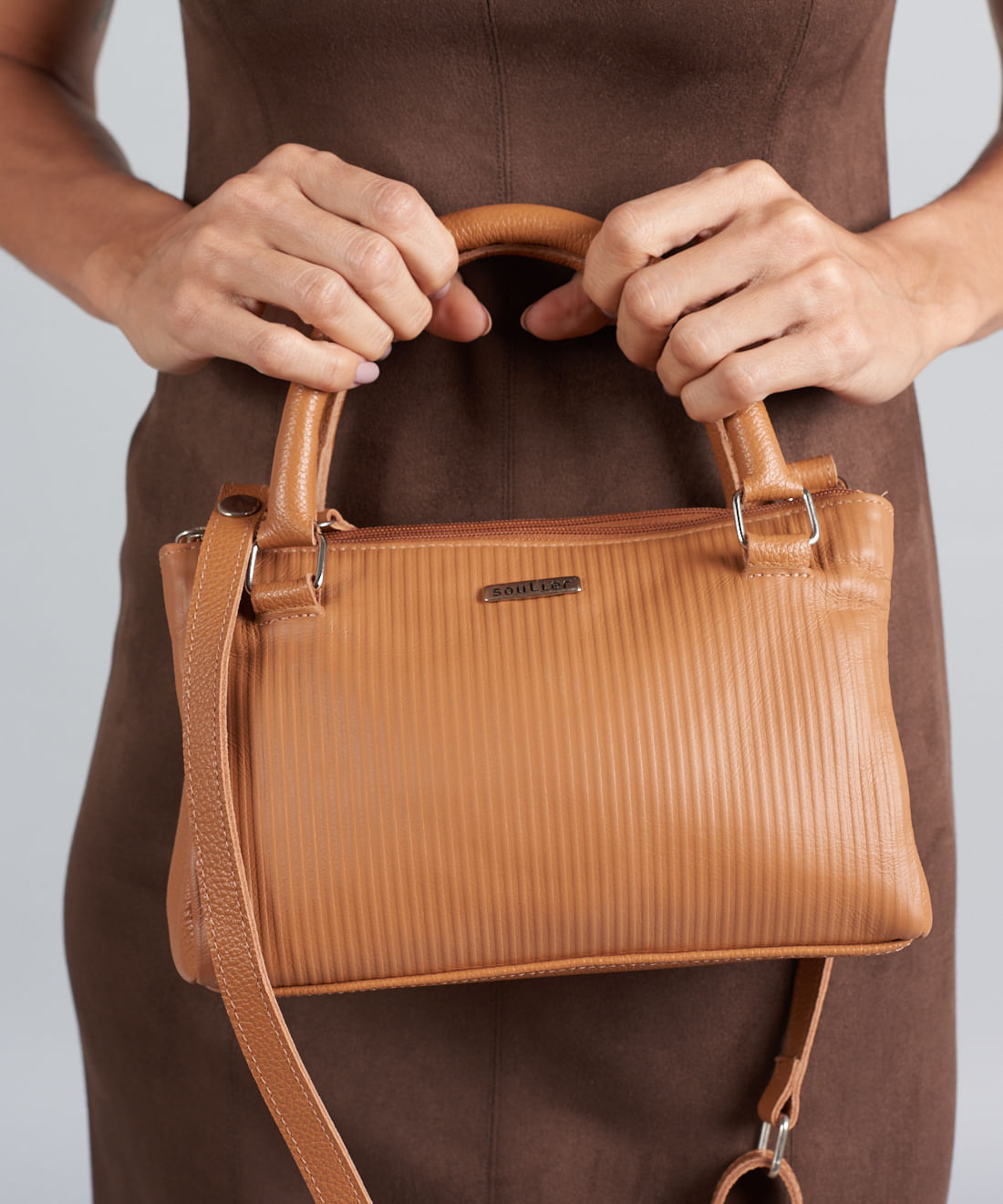 Bolsa p Couro Cotele - Caramelo - Imagem 5