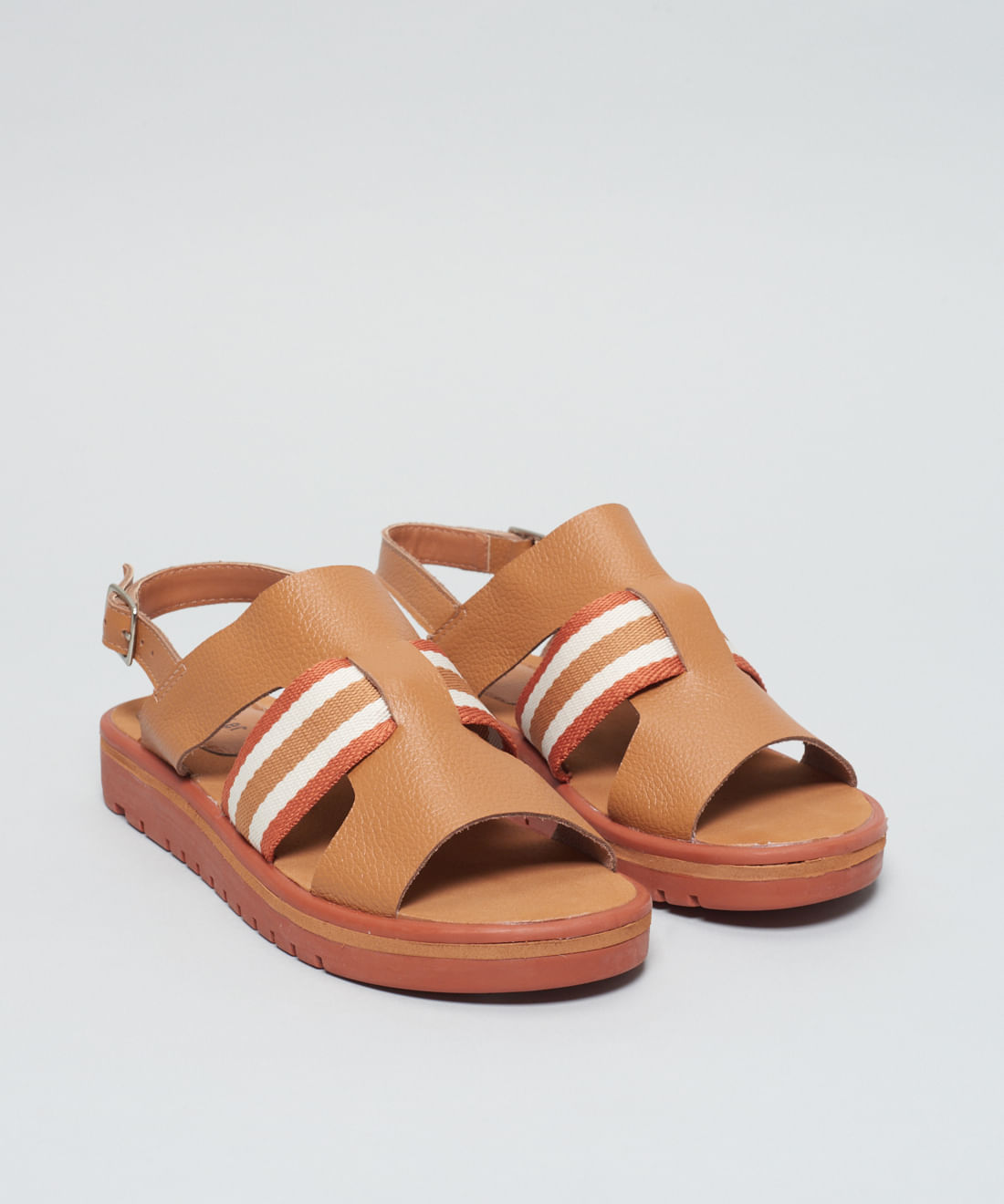 Rasteira Tratorada Cadarco Listra - Caramelo - Imagem 2