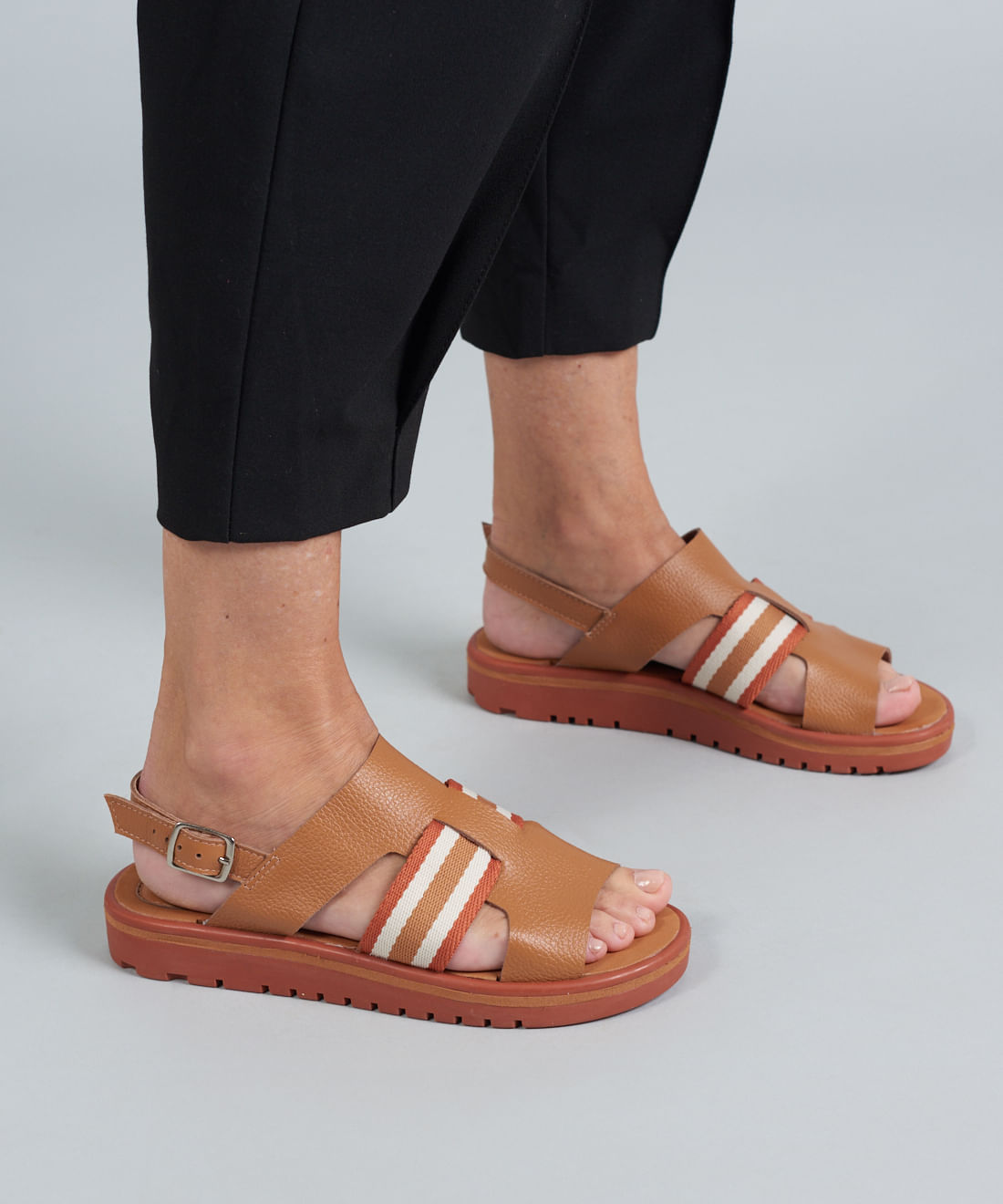 Rasteira Tratorada Cadarco Listra - Caramelo - Imagem 35