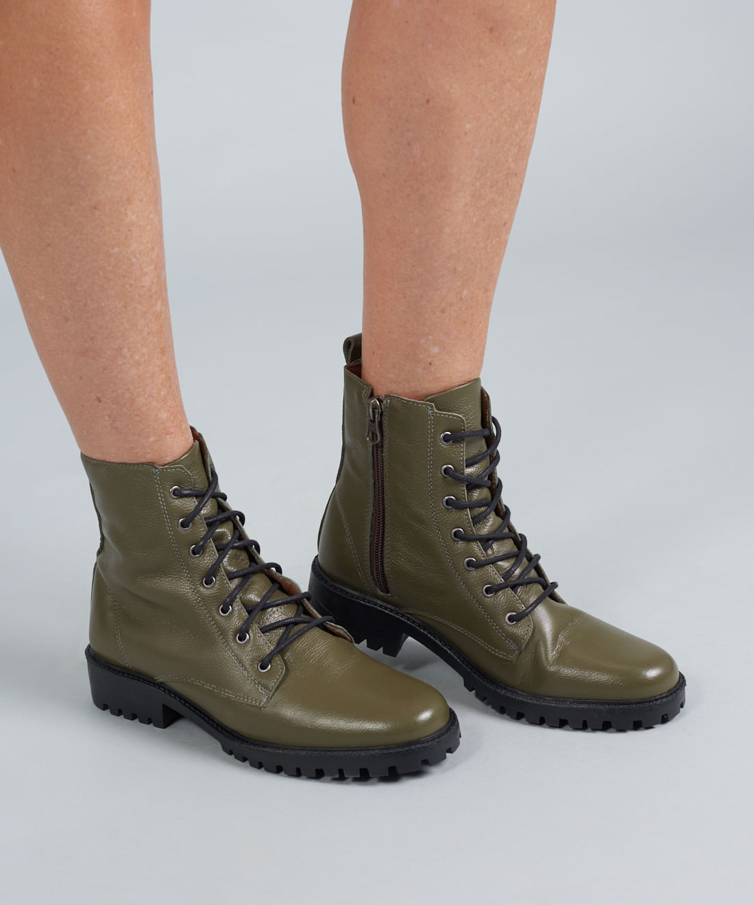 Coturno Couro Debora - Verde Militar - Imagem 10