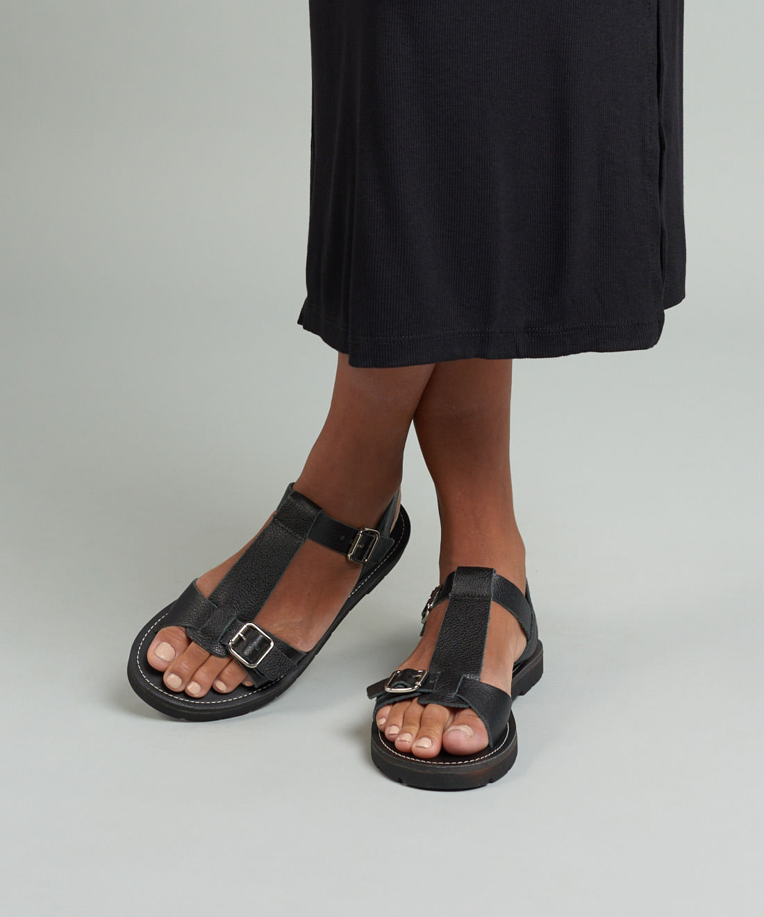 Rasteira Couro Fivelas - Preto - Imagem 20