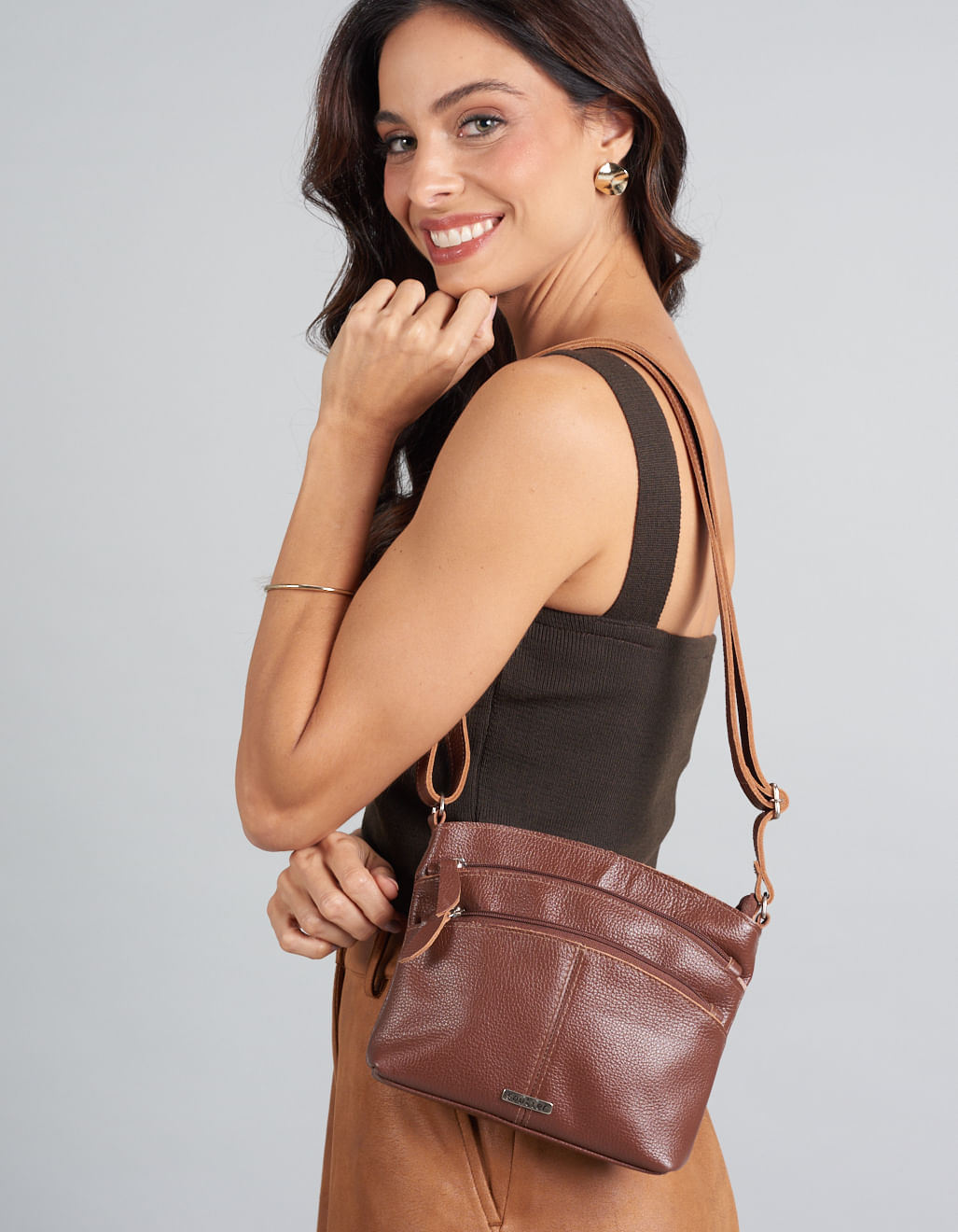 Bolsa p Couro Emilia - Chocolate - Imagem 4