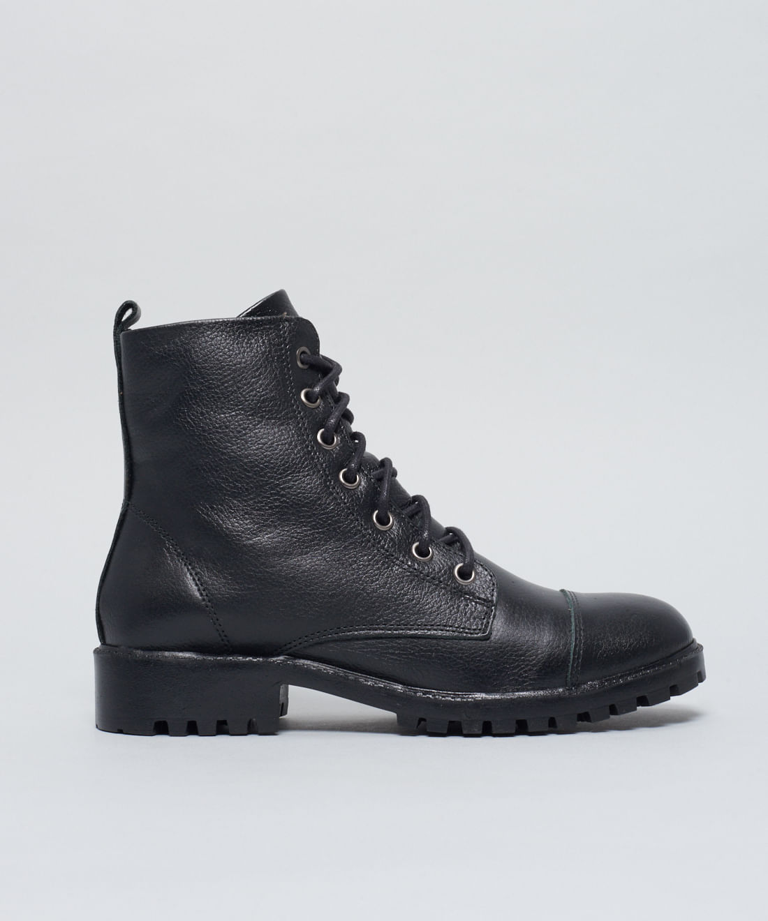 Coturno Couro Debora - Preto