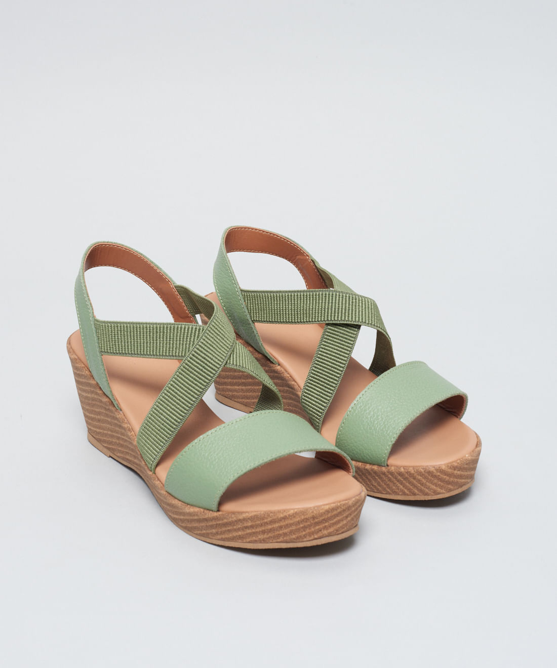 Anabela Couro Elastico Cruzado - Pistache - Imagem 27