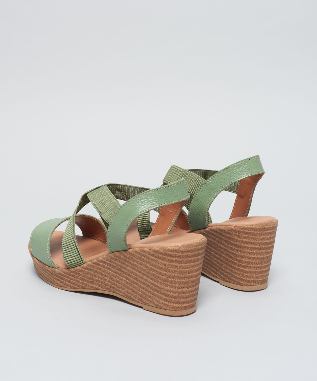 Anabela Couro Elastico Cruzado - Pistache - Imagem 3