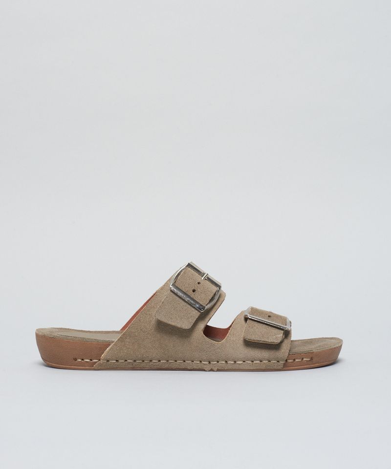 Rasteira Anatomica Couro Camurcao - Cinza 35 - cinza