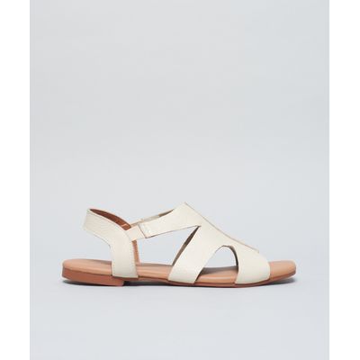 Rasteira Basica Couro Dani - Offwhite