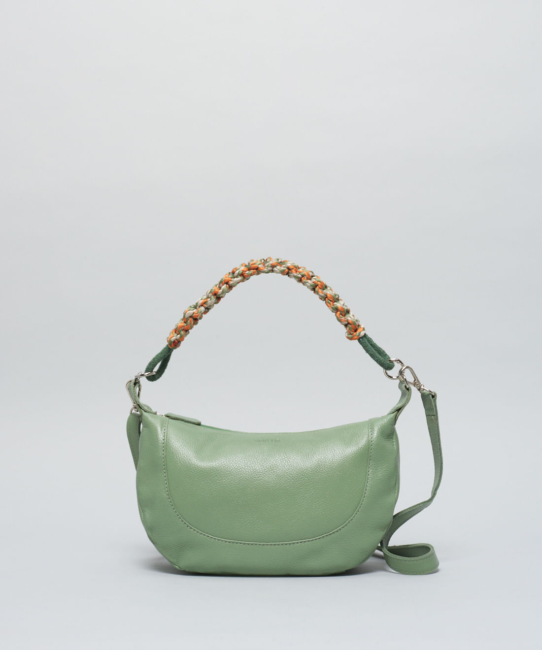 Bolsa m Couro Macrame - Pistache