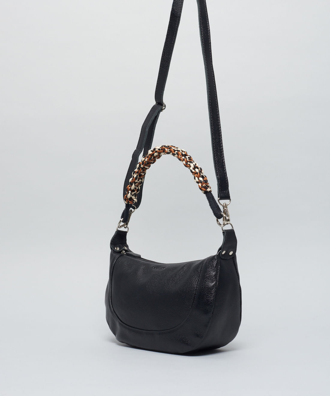 Bolsa m Couro Macrame - Preto - Imagem 2