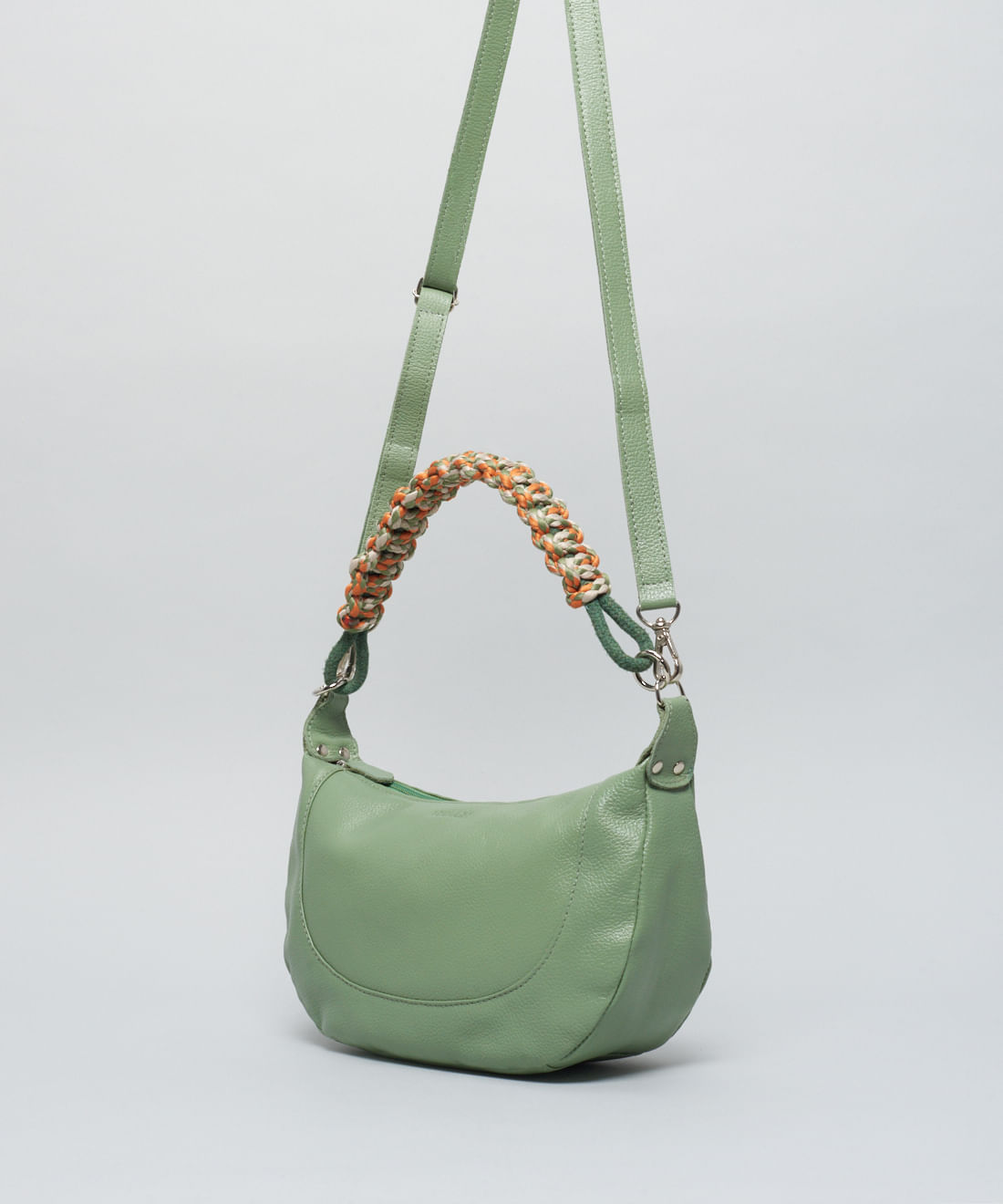 Bolsa m Couro Macrame - Pistache - Imagem 2