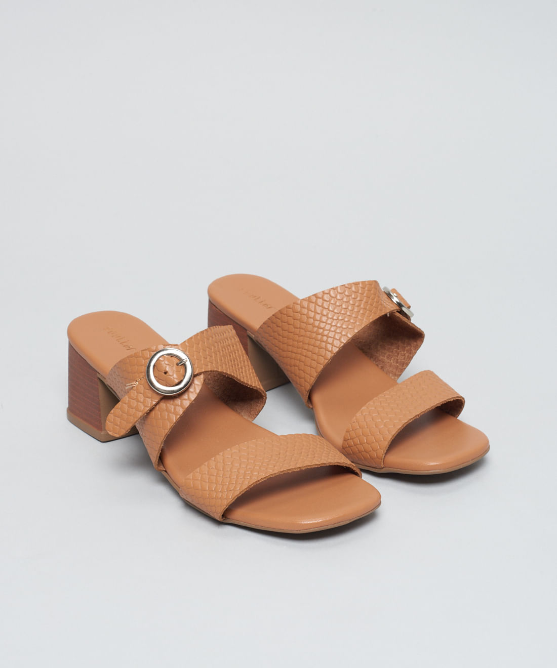 Sandalia Media Couro Escama - Caramelo - Imagem 27