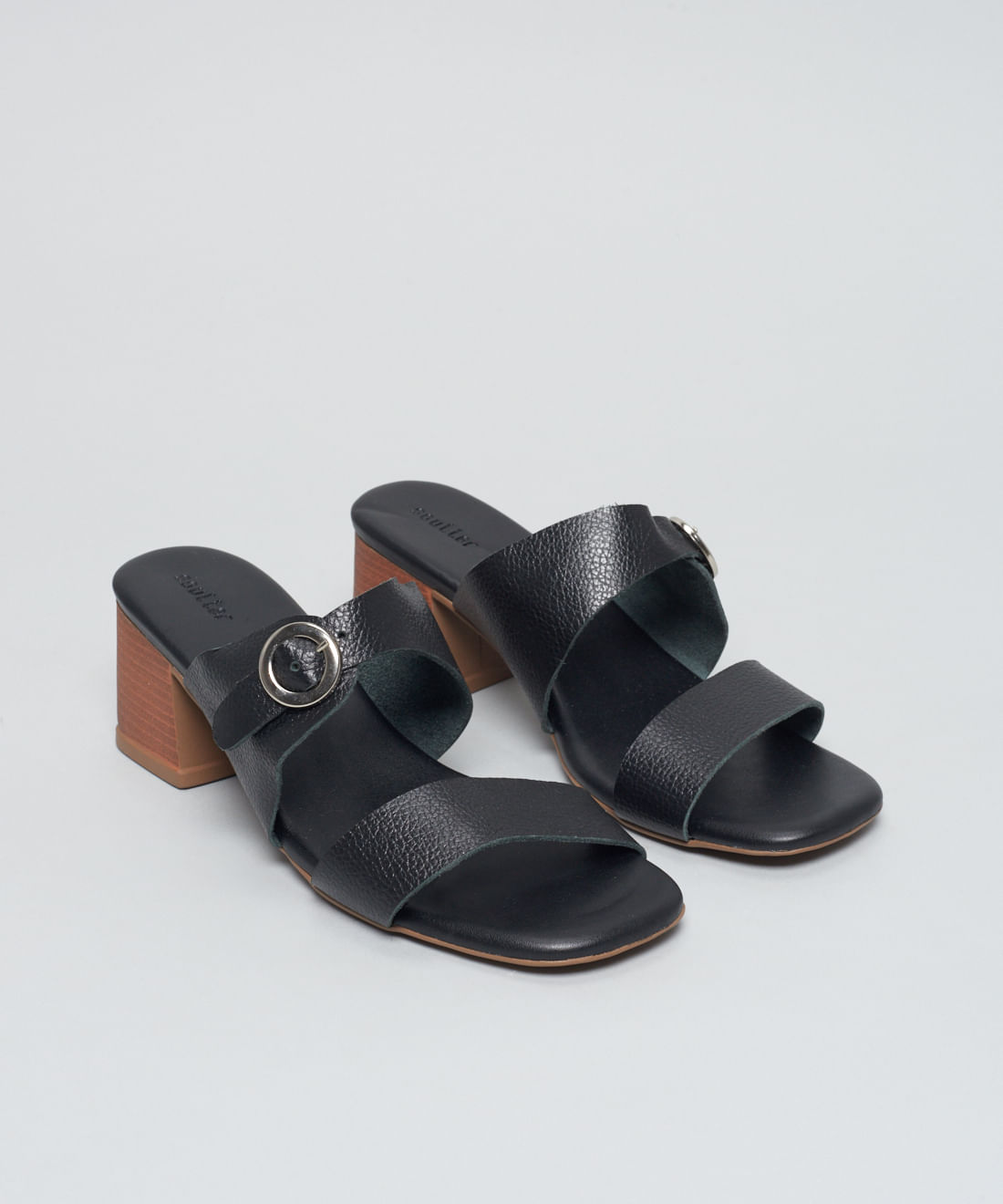 Sandalia Media Couro Helena - Preto - Imagem 2