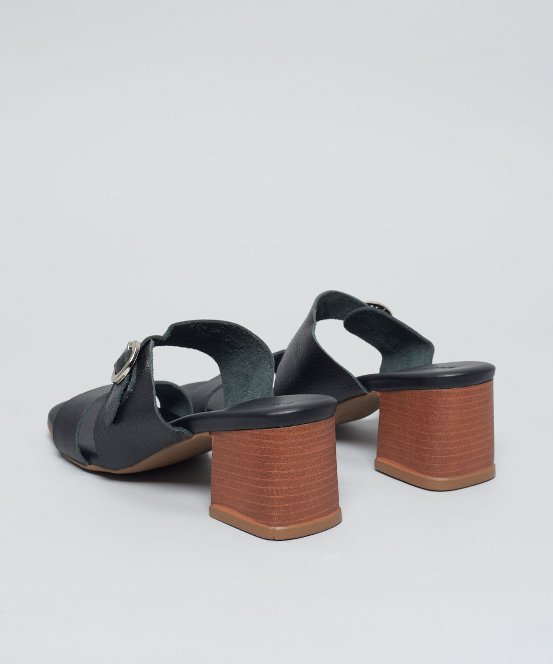 Sandalia Media Couro Helena - Preto - Imagem 3