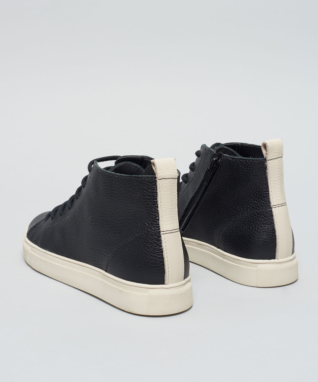 Tenis Couro Medio Ziper - Preto - Imagem 18