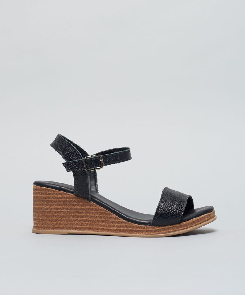 Plataforma Couro Tania - Preto 35 - preto