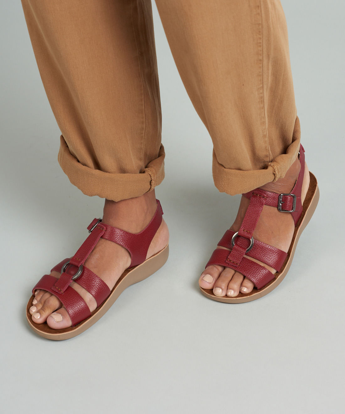 Rasteira Couro Argola - Merlot - Imagem 35