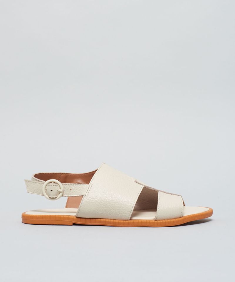 Rasteira Couro Sobreposicao - Offwhite 34 - offwhite