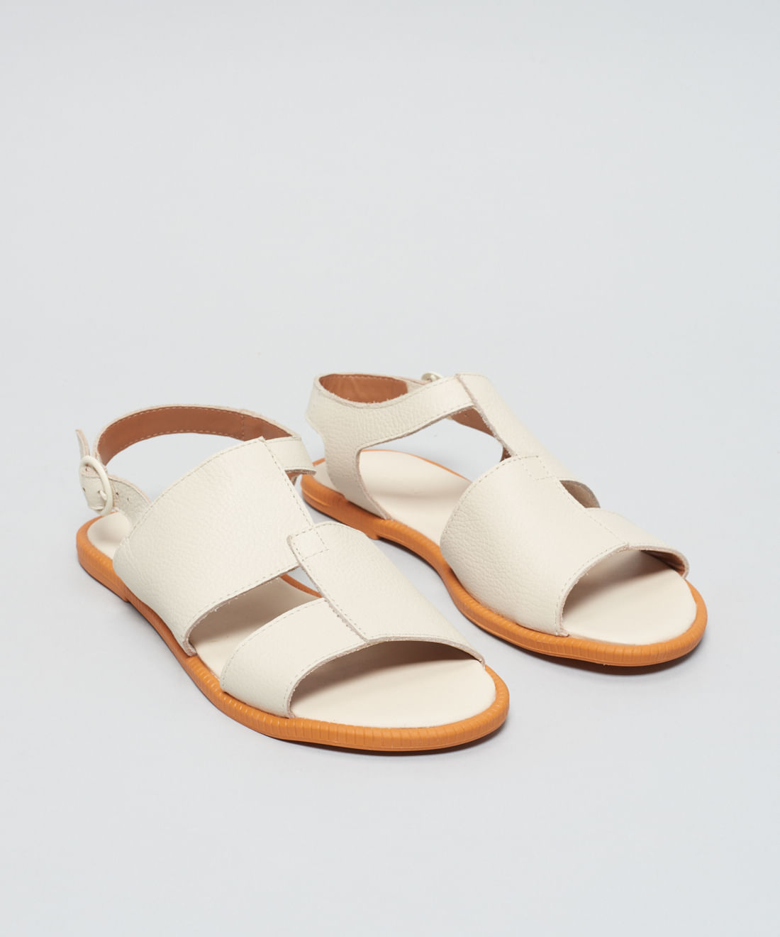 Rasteira Couro Sobreposicao - Offwhite - Imagem 7