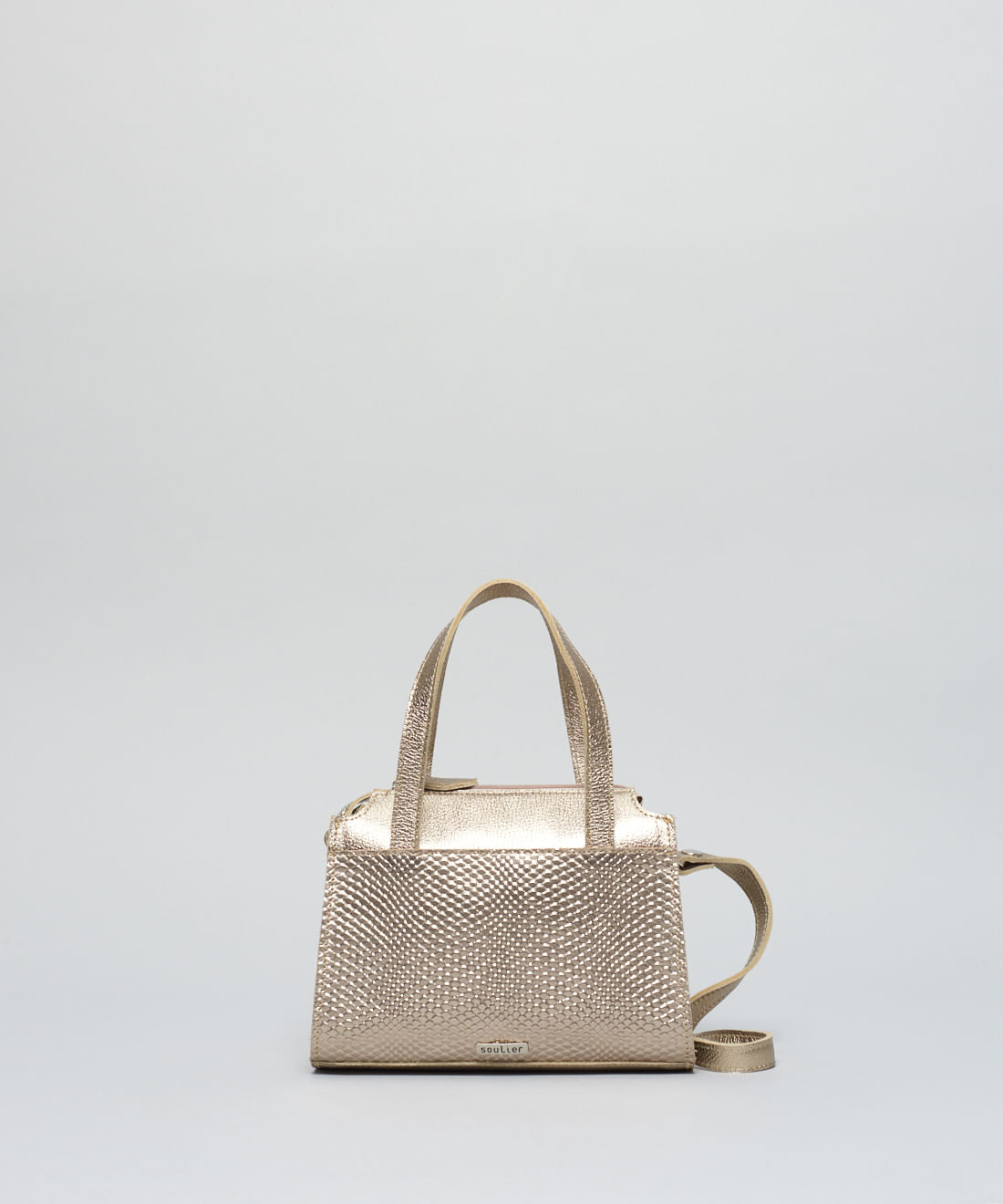 Bolsa p Couro Escama - Prata Velho