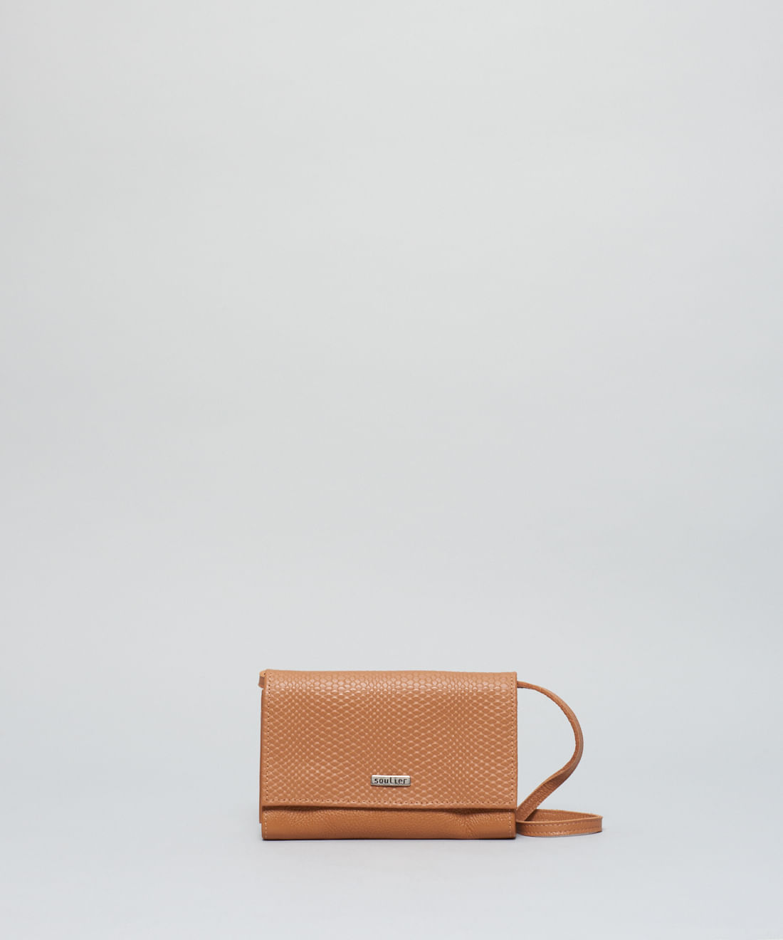 Carteira Alca Removivel Escama - Caramelo