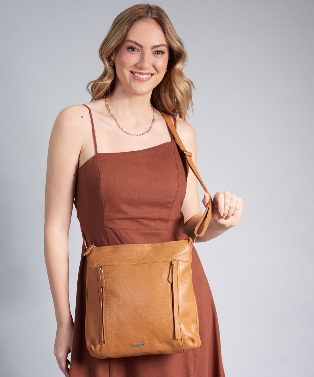 Bolsa m Couro Natalia - Caramelo - Imagem 4