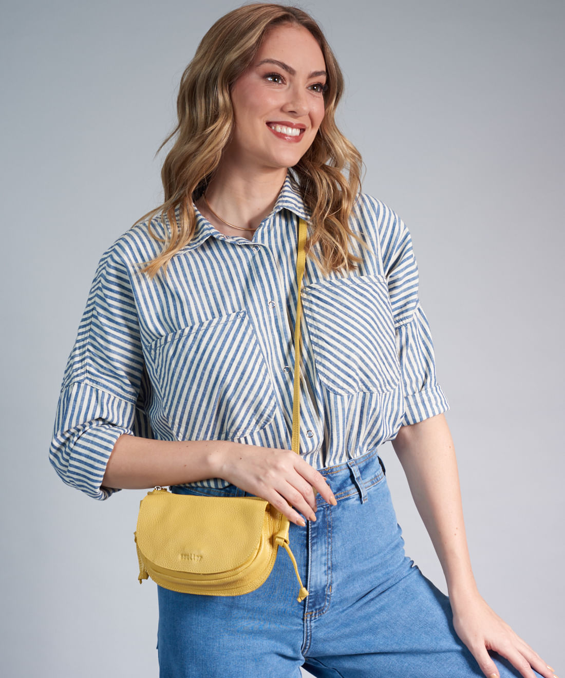 Bolsa p Couro Bella - Camomila - Imagem 4